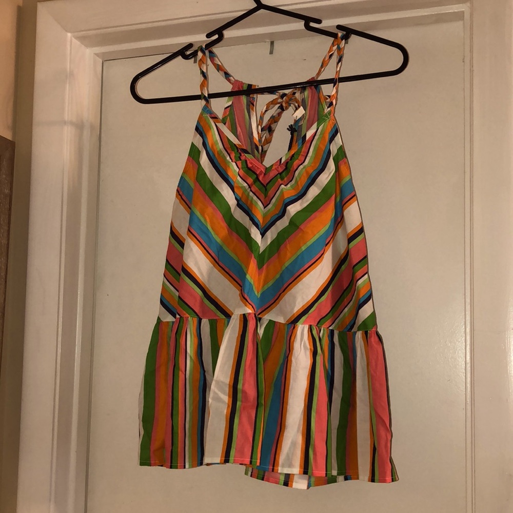 Red Camel colorful striped faux halter babydoll top- size M- NWT